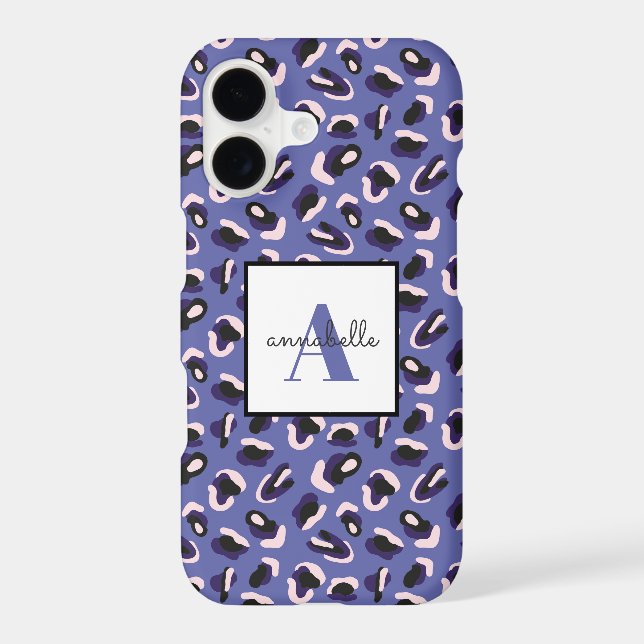Monogram Purple Animal Leopard Print Personalized Case-Mate iPhone Case (Back)