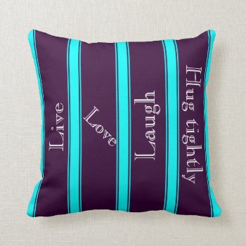 Monogram Purple Aqua Striped Throw Pillow by Godsblossom at Zazzle