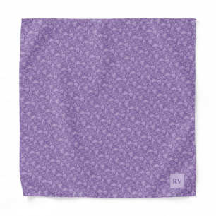 Monogram Purple Baroque Leaf Scroll Pocket Square Bandana