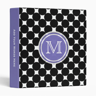 Monogram Purple Black And White Binder
