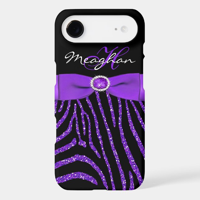 Monogram Purple, Black Glitter Zebra iPhone 6 case (Back)