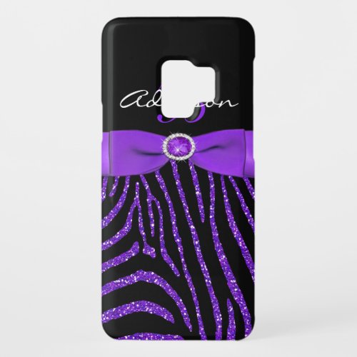 Monogram Purple Black Glitter Zebra Motorola Razr Case_Mate Samsung Galaxy S9 Case