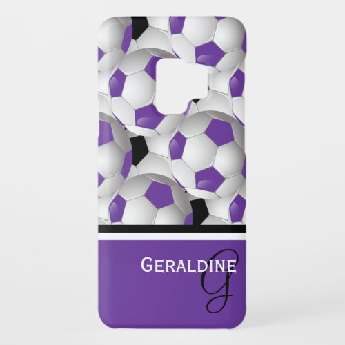Monogram Purple Black Soccer Ball Pattern Case_Mate Samsung Galaxy S9 Case