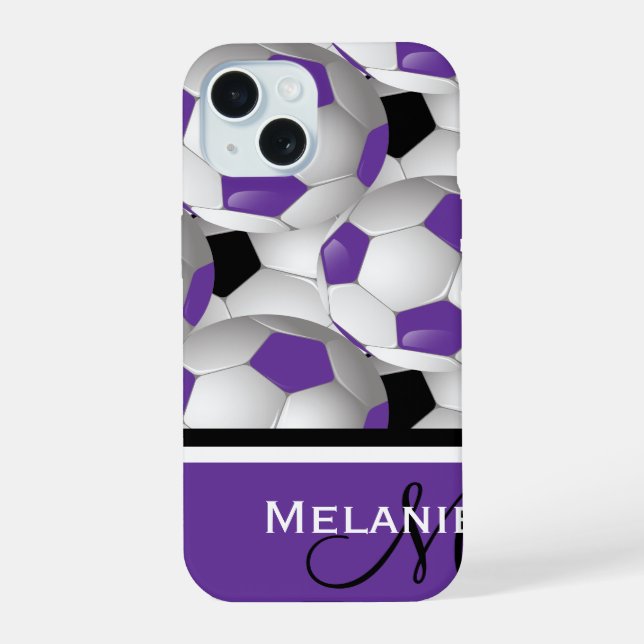 Monogram Purple Black Soccer Ball Pattern Iphone Case (Back)