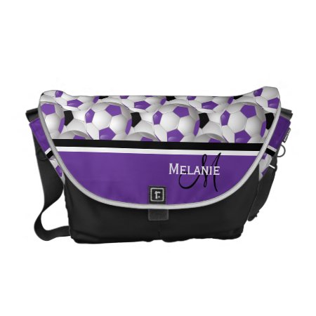 Monogram Purple Black Soccer Ball Pattern Messenger Bag