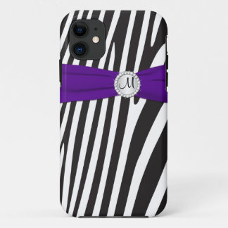 Monogram Purple Black White Zebra Striped iPhone 5 11 Case