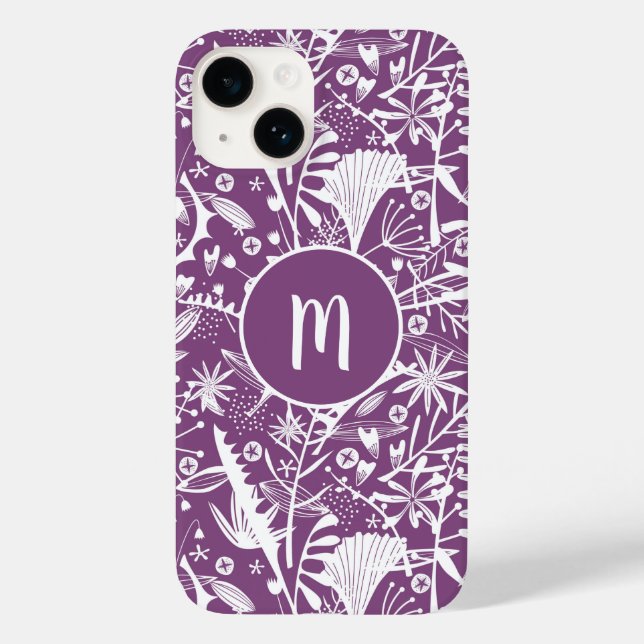 Monogram Purple Botanical Case-Mate iPhone Case (Back)