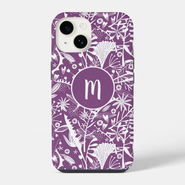 Monogram Purple Botanical Iphone Case (Back)