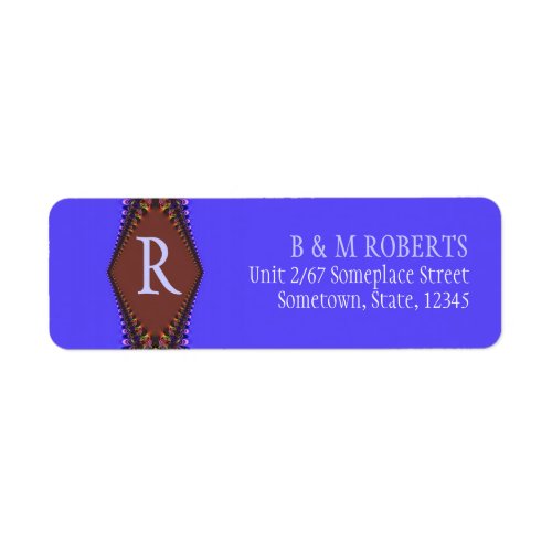 Monogram Purple Brown Lace Address Label