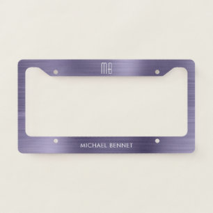 Monogram Purple Brushed Metallic License Plate Frame