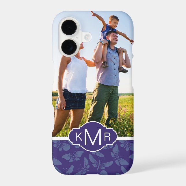 Monogram | Purple Butterflies Iphone Case (Back)