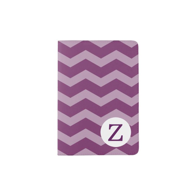 Monogram Purple Chevron Pattern Passport Holder (Front)