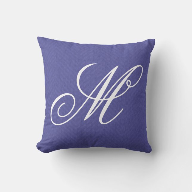 Monogram Purple Chevron Personalized Throw Pillow (Front)