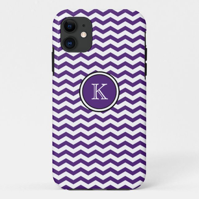 Monogram Purple Chevron Stripes iPhone 5 Case (Back)