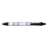 Monogram Purple Chic Eiffel Tower Pattern Black Ink Pen (Back)