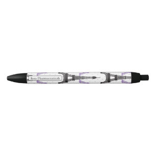 Monogram Purple Chic Eiffel Tower Pattern Pen