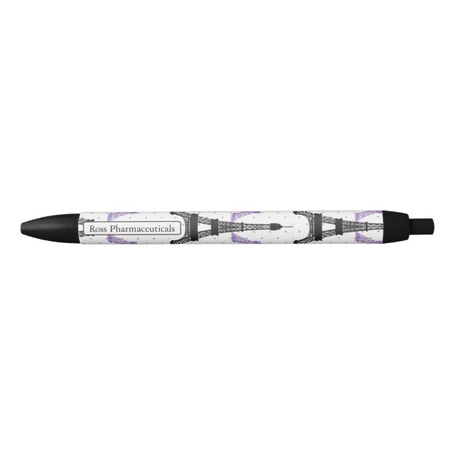 Monogram Purple Chic Eiffel Tower Pattern Pen (Front)