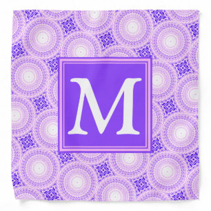 Monogram purple circles pattern bandana