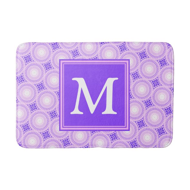 Monogram purple circles pattern bath mat (Front)