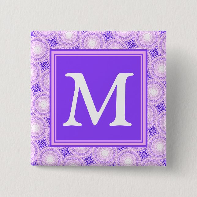 Monogram purple circles pattern button (Front)