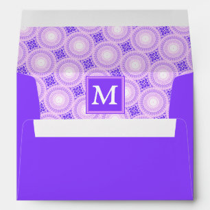Monogram purple circles pattern envelope