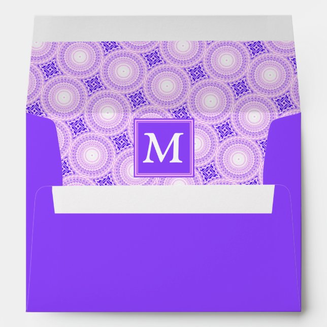 Monogram purple circles pattern envelope (Back (Bottom))