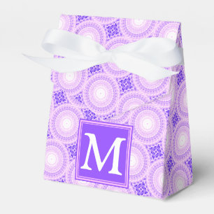Monogram purple circles pattern favor boxes
