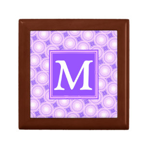 Monogram purple circles pattern gift box
