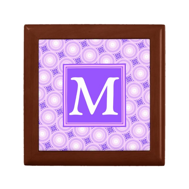 Monogram purple circles pattern gift box (Front)