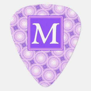 Monogram purple circles pattern guitar pick