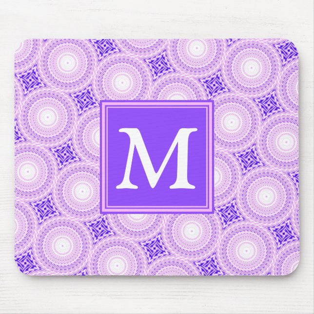 Monogram purple circles pattern mouse pad (Front)