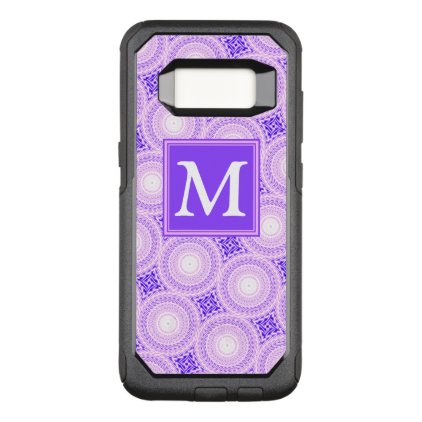 Monogram purple circles pattern OtterBox commuter samsung galaxy s8 case