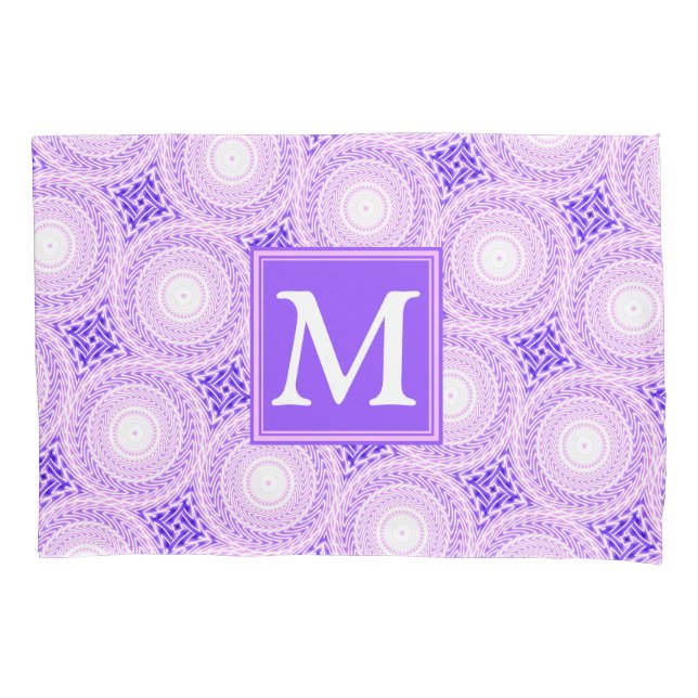 Monogram purple circles pattern pillowcase (Front)