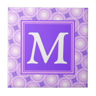 Monogram purple circles pattern tile
