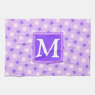 Monogram purple circles pattern towel