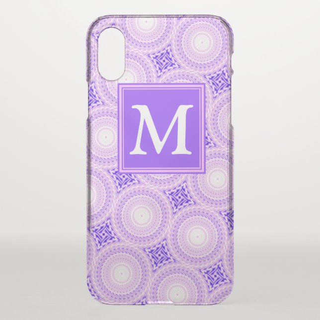 Monogram purple circles pattern uncommon iPhone case (Back)