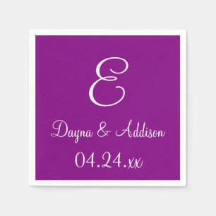 Monogram Purple Classy Color Matching Napkins