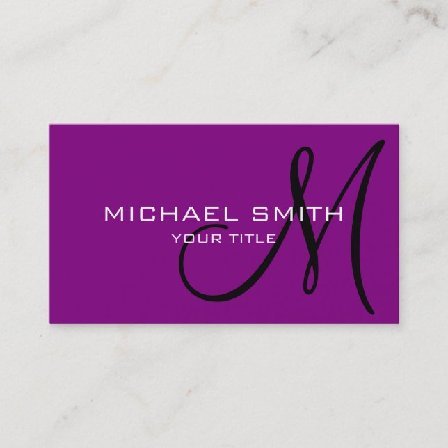 Monogram Purple color background Business Card (Front)