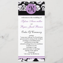 monogram purple damask Wedding program