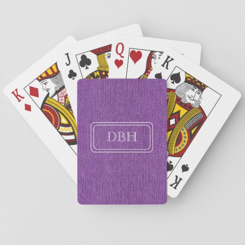 Monogram Purple Denim Print Playing Cards