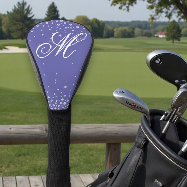 Monogram Purple Diamonds Personalized Golf Head Cover (Creator Uploaded)