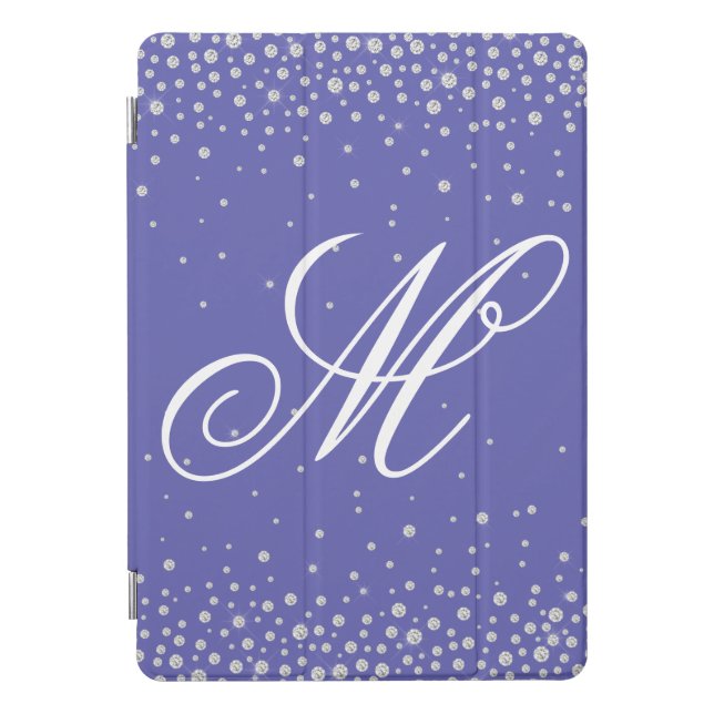 Monogram Purple Diamonds Personalized iPad Pro Cover (Front)
