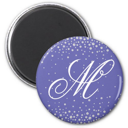 Monogram Purple Diamonds Personalized Magnet