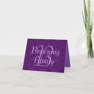 Monogram Purple (Family) Note Card