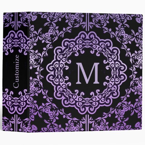 Monogram Purple Filigree Motif Binder