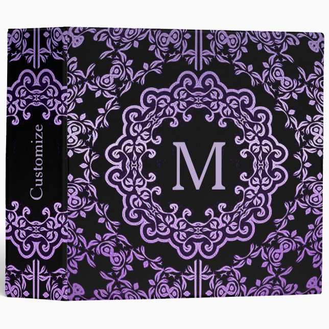 Monogram Purple Filigree Motif Binder (Front/Spine)