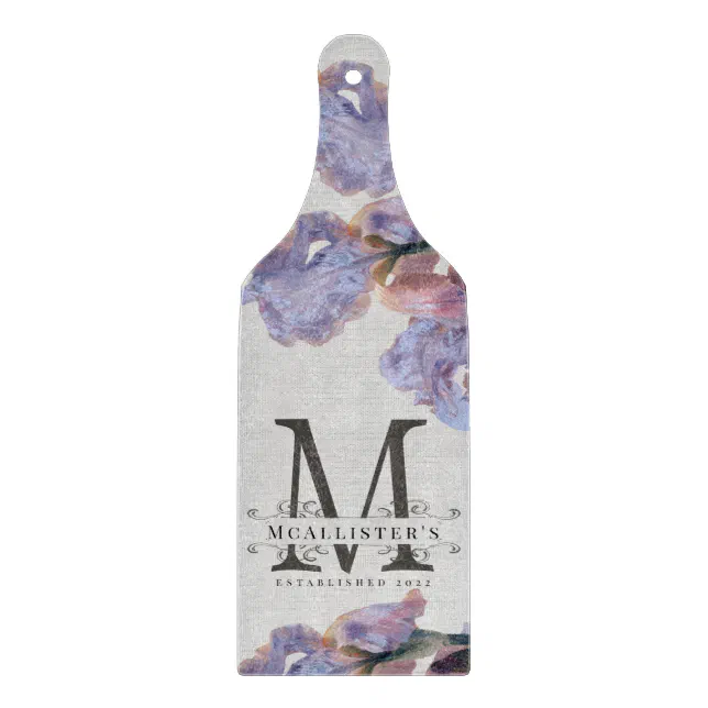 Discover Monogram Purple Floral Family Established Vintage  Cutting Board