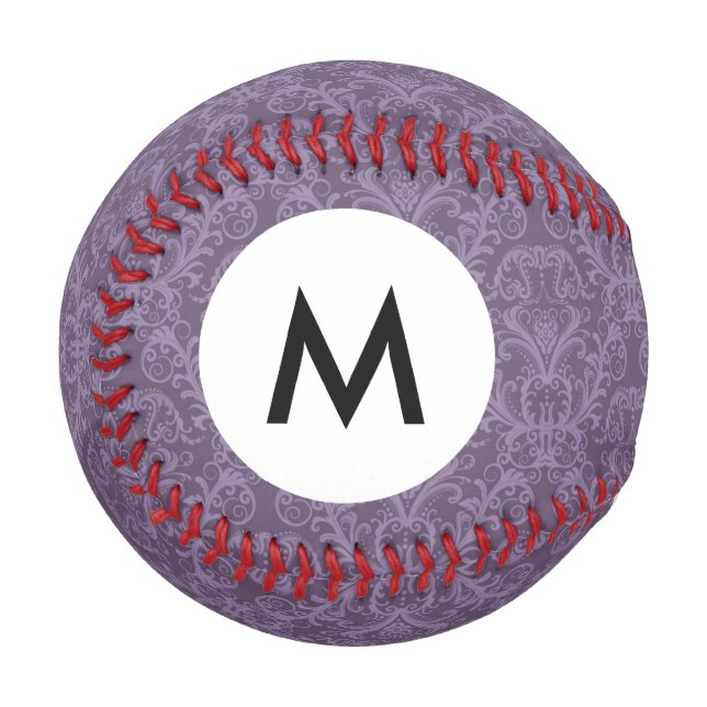 Monogram Purple floral wallpaper 2 Baseball (Front Left)