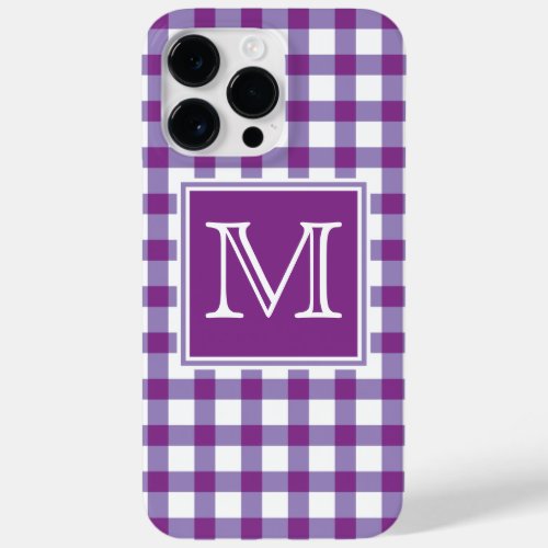 Monogram  Purple Gingham Plaid Tartan Checker Case_Mate iPhone 14 Pro Max Case