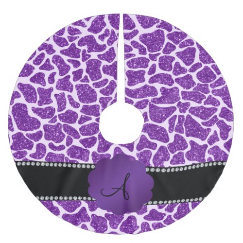 Monogram purple glitter giraffe print brushed polyester tree skirt